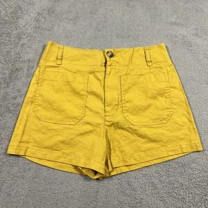Maeve The Colette Shorts Womens 30 Yellow Linen Viscose Patch Pockets High Rise